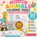Cute and Happy Animals Coloring Book