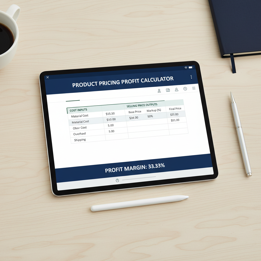 Product Pricing Profit Calculator - Excel Spreadsheet